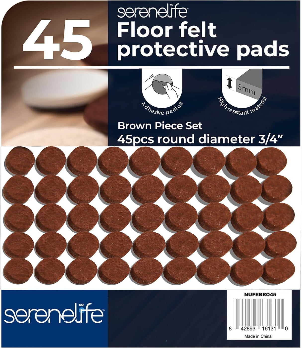 Almohadillas de fieltro para muebles Serenelife, 45 protectores