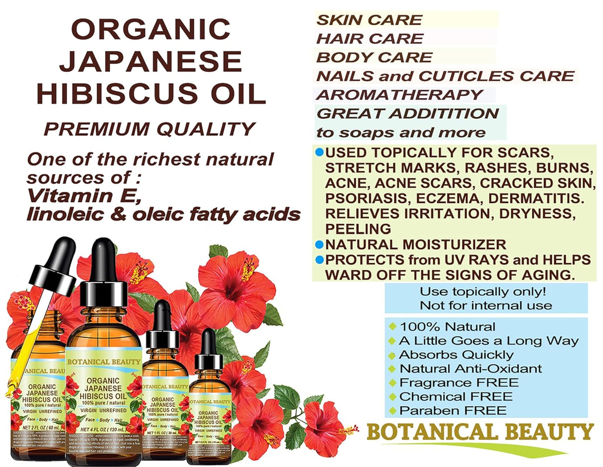 Aceite de Hibisco Orgánico Virgen para Rostro, Piel y Cabello