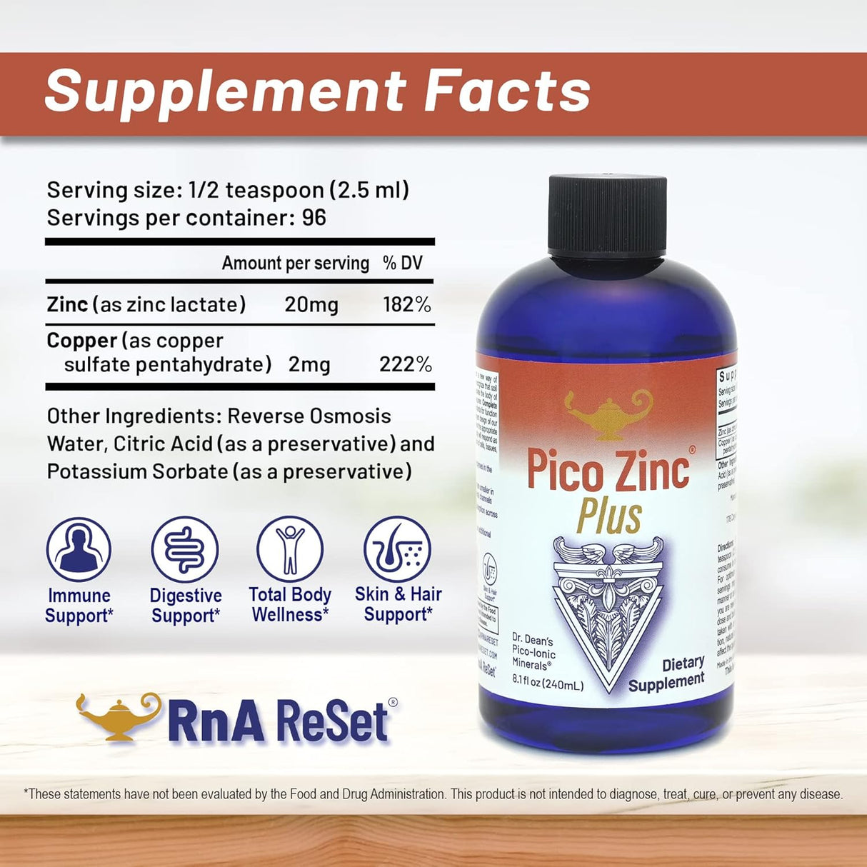 Suplementos  Zinc Plus solución de picometer zinc y cobre