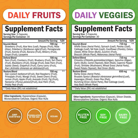 Suplemento diario de frutas y verduras 47 variedades 180 cáp