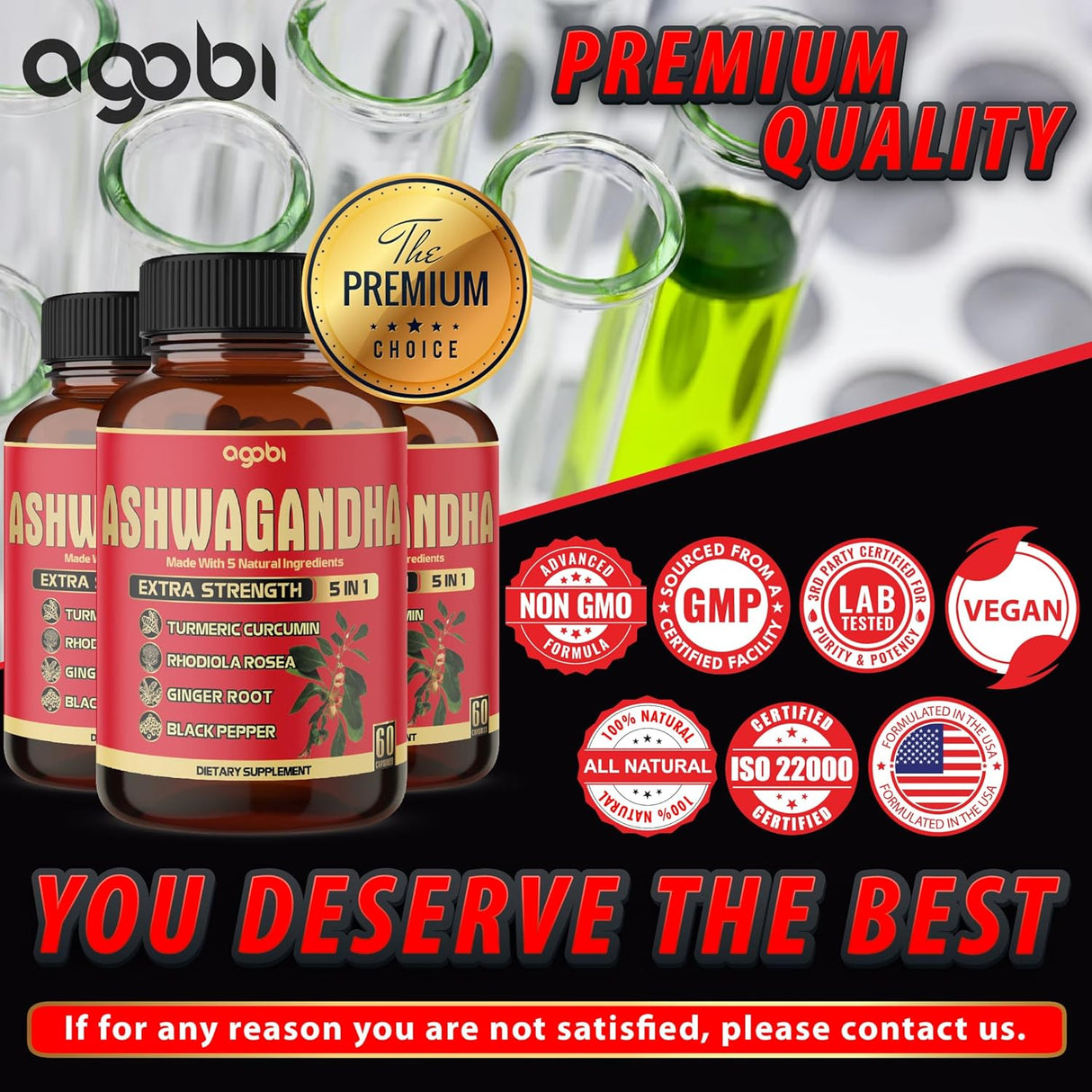 Suplemento de Ashwagandha 5200mg - 3 Paquetes 60 Cápsulas