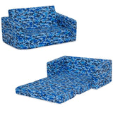 Silla cama convertible 2 en 1 para niños, camuflaje azul