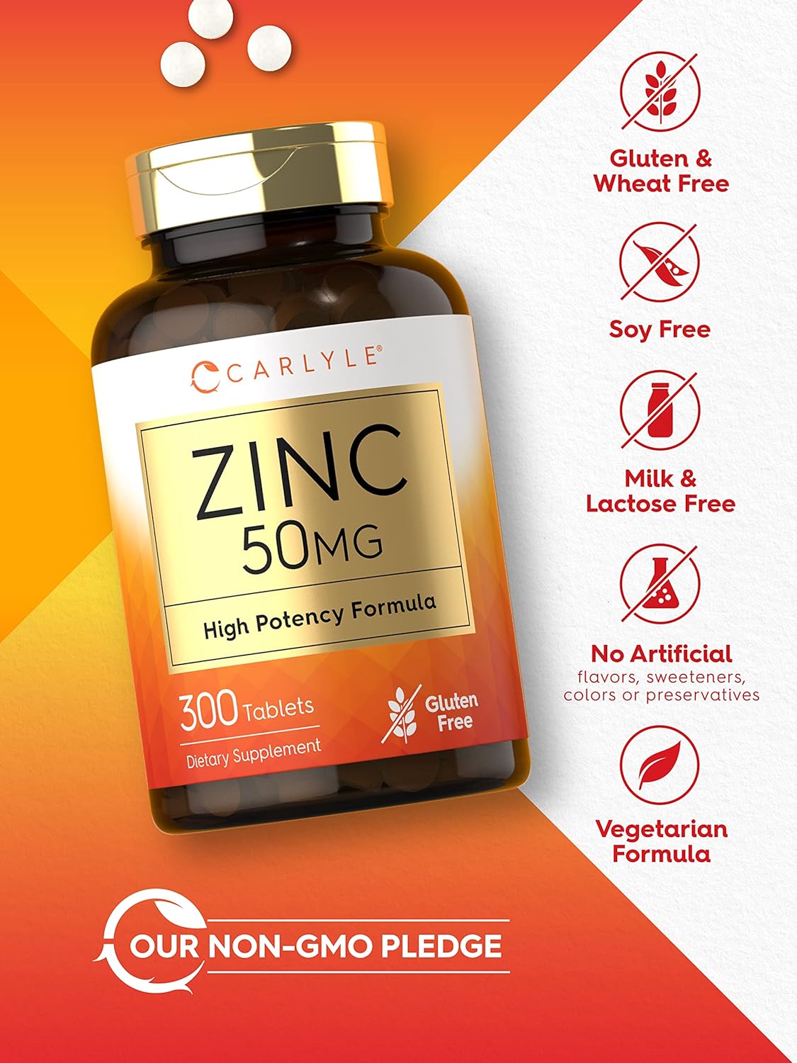 Suplementos Zinc 50mg   300 comprimidos  vegetariano