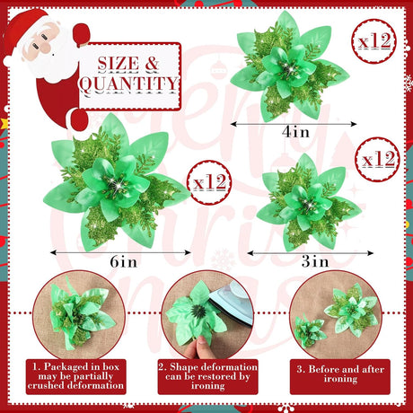 Flores Poinsettia Artificiales 36 Pcs - Decoraciones Navideñas