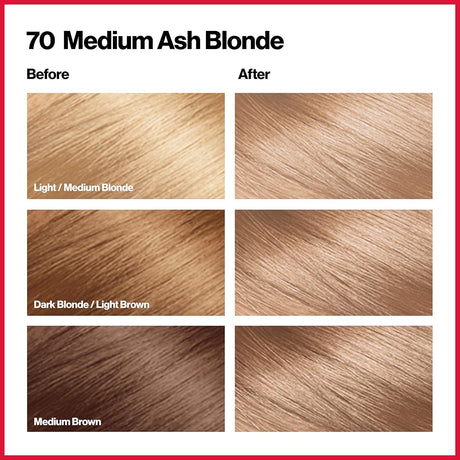 Tinte permanente para el cabello rubio ceniza medio 70