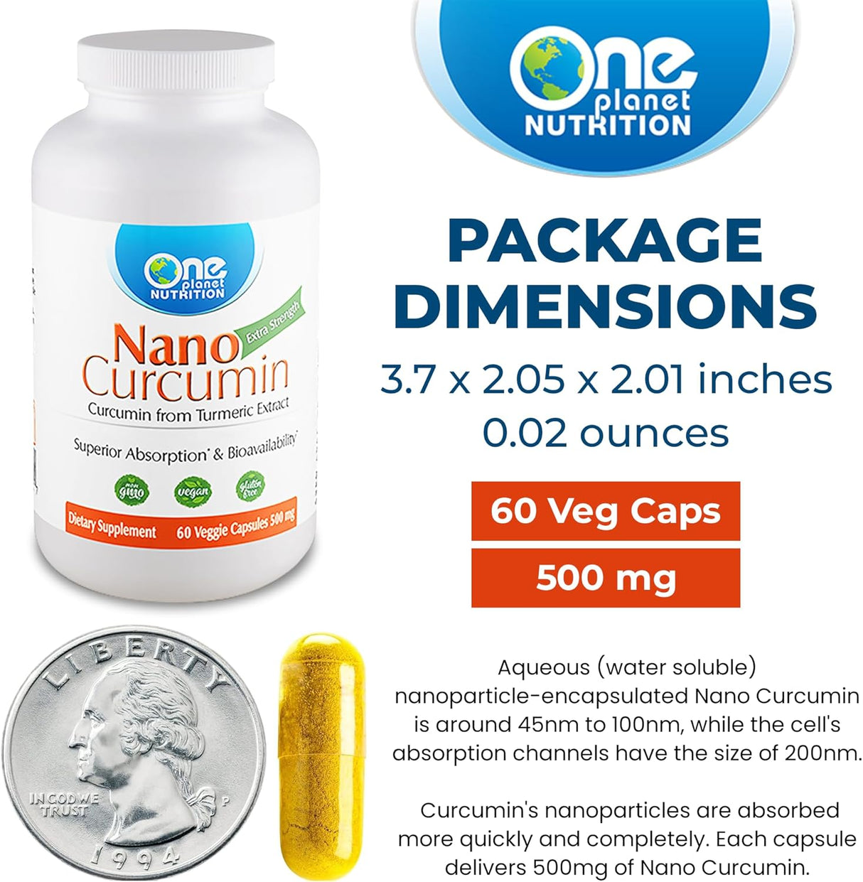 Suplemento de Curcuminas Nano, 500 mg, 60 Cápsulas Veganas