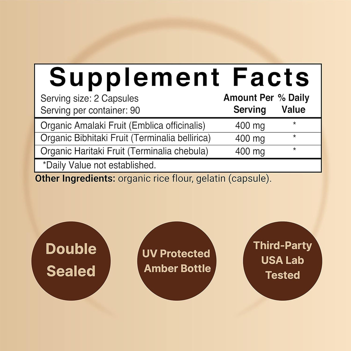 Suplemento Triphala de doble fuerza (hecho con amla orgánico