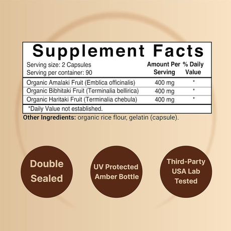 Suplemento Triphala de doble fuerza (hecho con amla orgánico