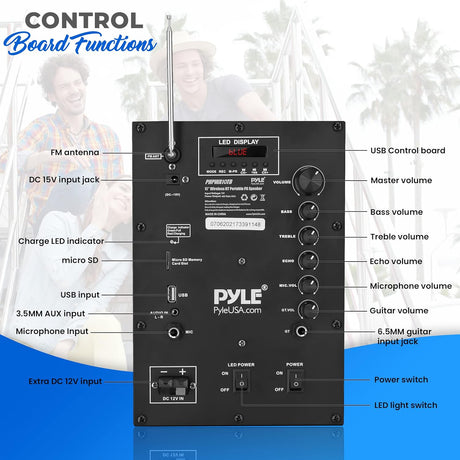 Parlante Portátil inalámbrico para fiesta PYLE-PRO PHPWA10TB