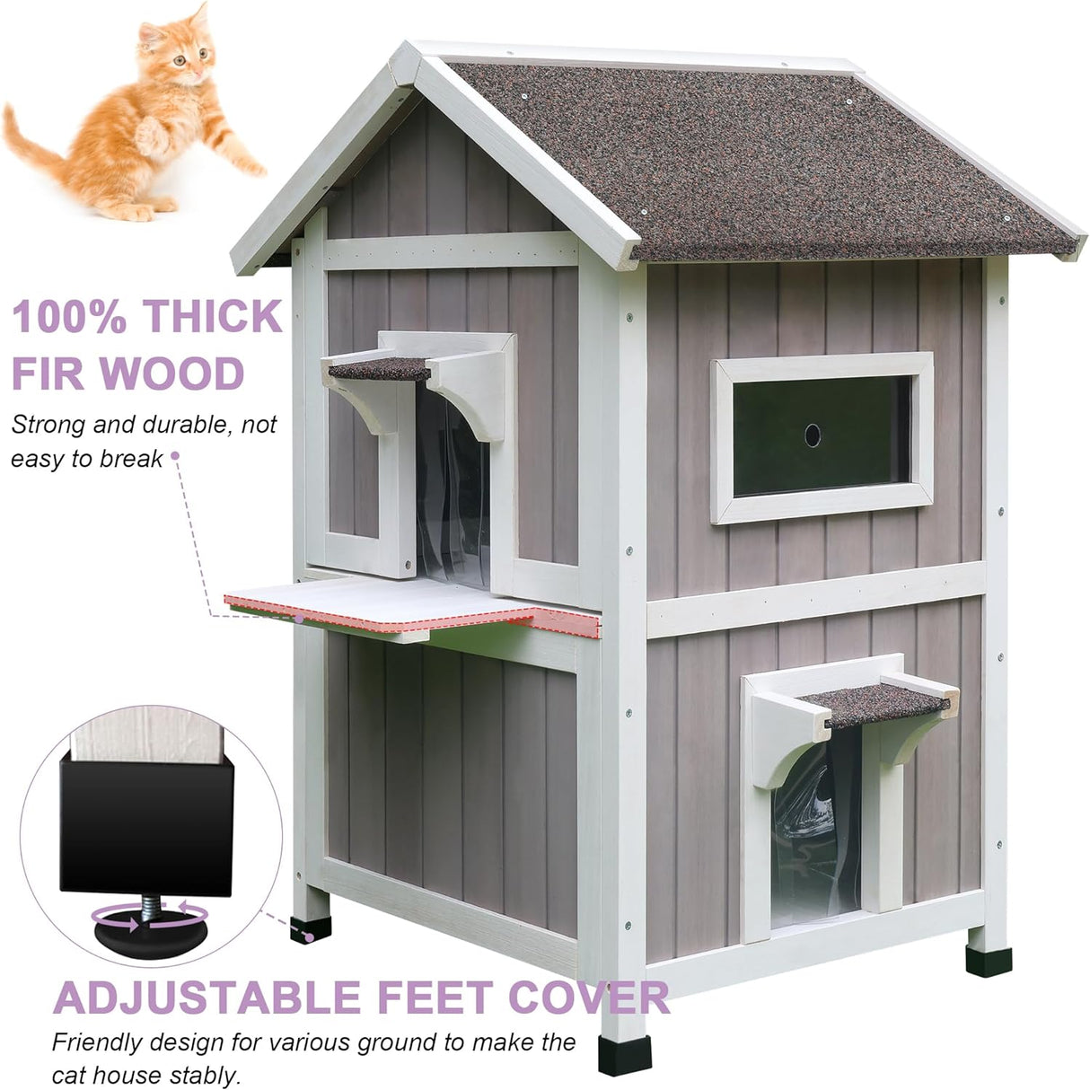 Casa para Gatos Fera, HiCaptain, Exterior, 2 Pisos, Grande