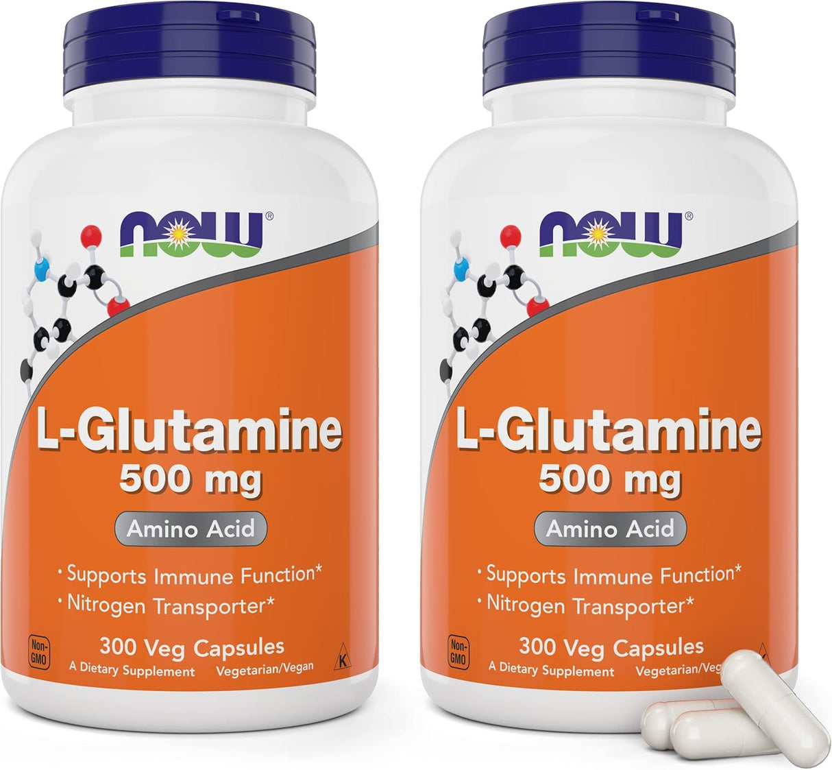 L-Glutamina 500mg Veg Caps (2x300) No GMO Vegan