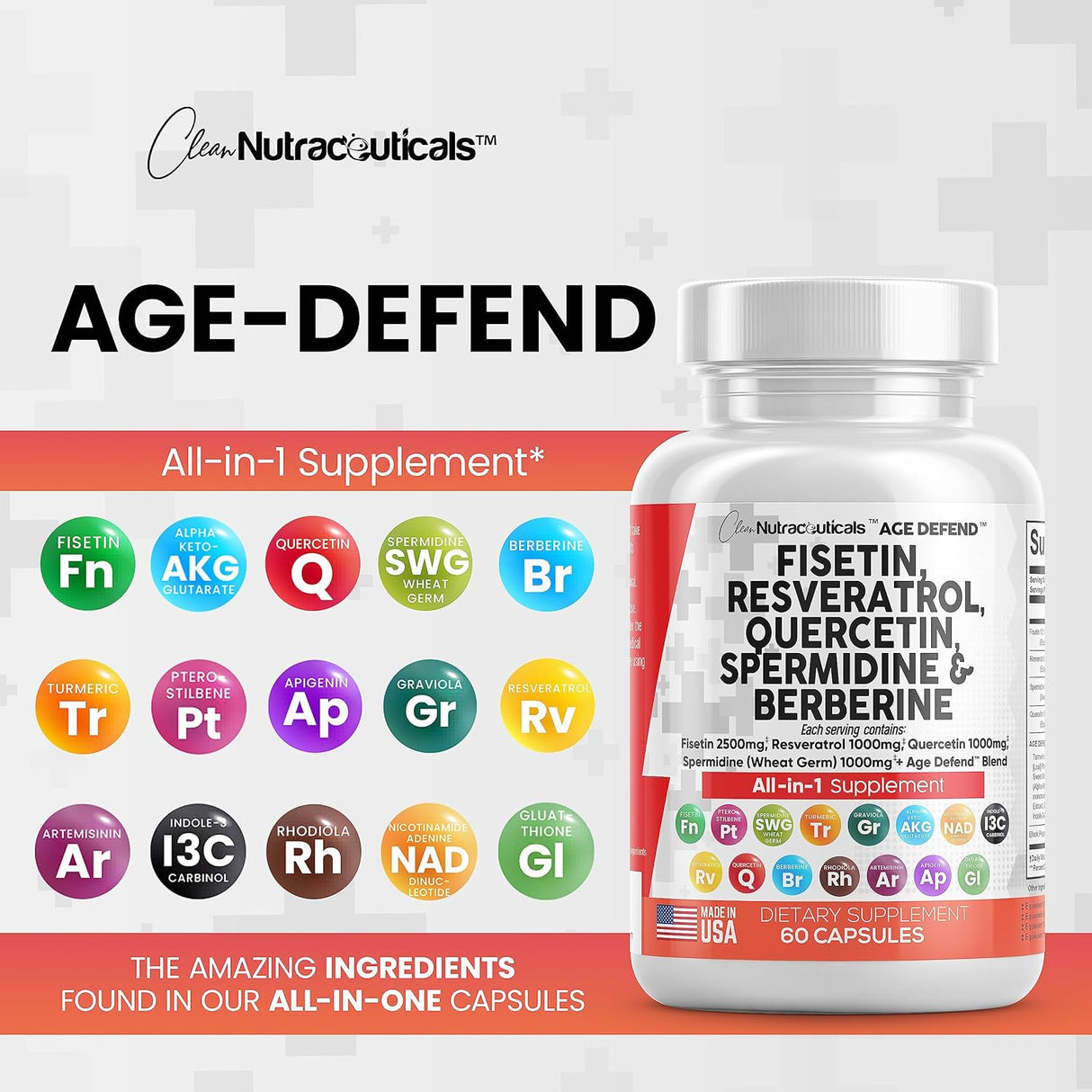 Suplementos Fisetin 2500mg Quercetin 1000mg Resveratrol
