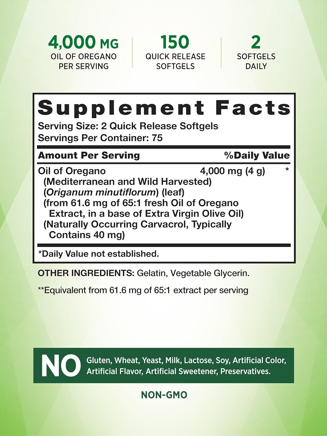Cápsulas de Orégano 4000 mg  Sin OGM & Sin Gluten