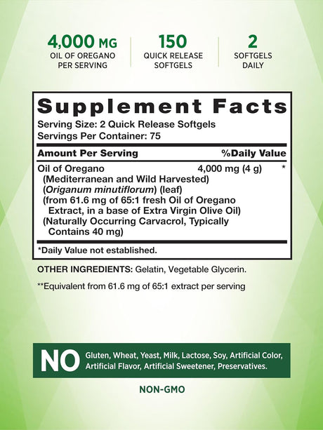 Cápsulas de Orégano 4000 mg  Sin OGM & Sin Gluten