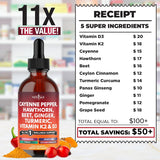 Suplemento Líquido de Cayena + Bayas de Hawthorn - 4oz