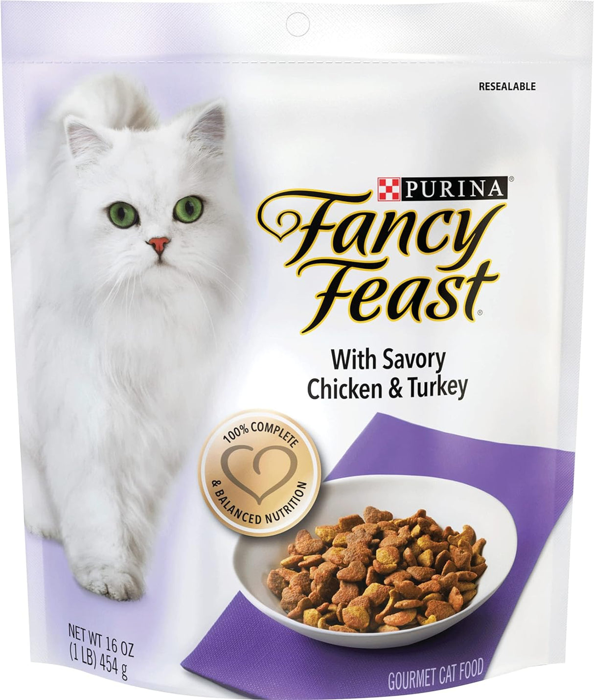 Fancy Feast Gourmet - Alimento seco para gatos con pollo y pavo (2 bolsas) (16 onzas cada una)
