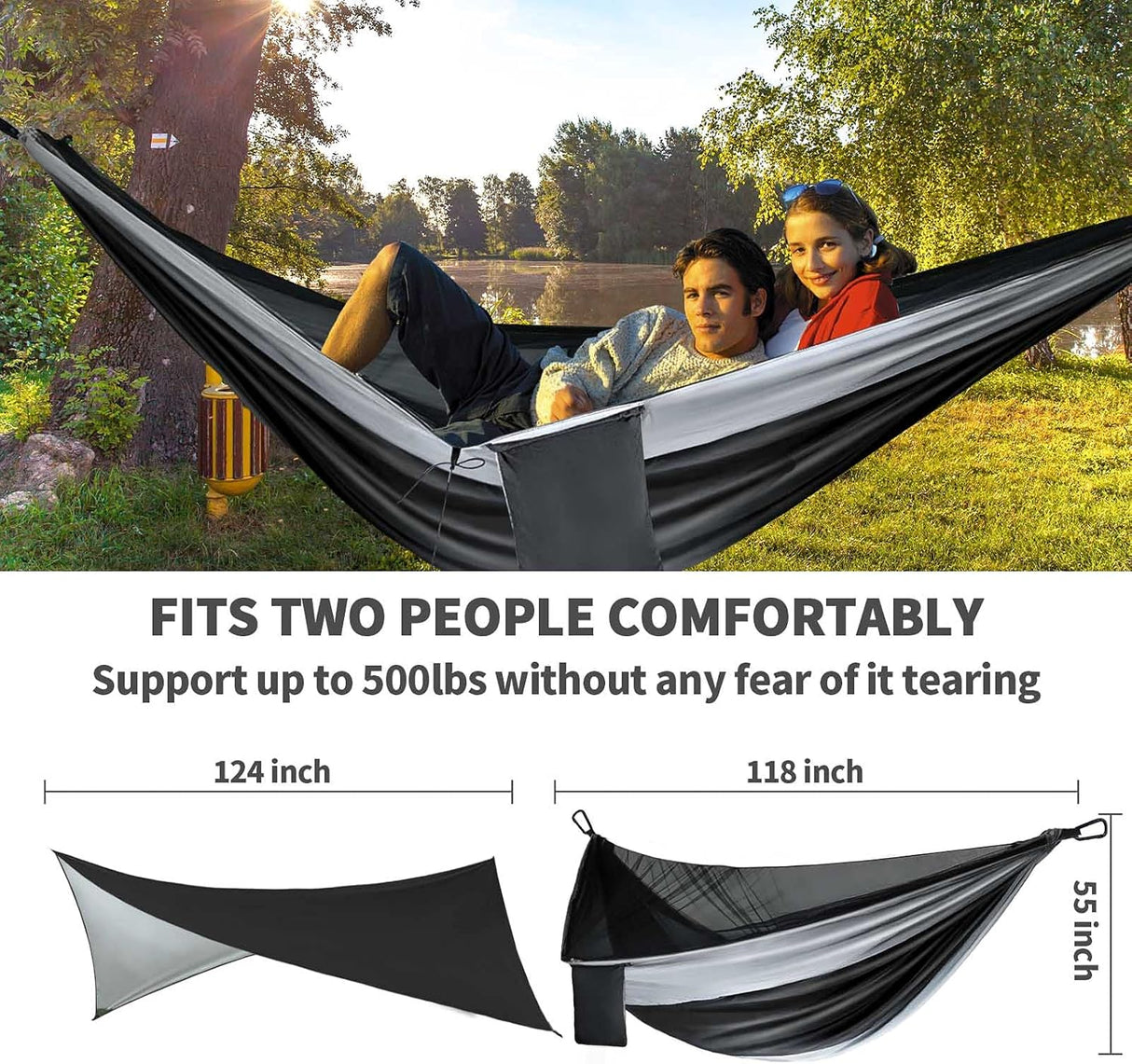 Hamaca con Mosquitera y Tarp, Portable, Nylon, Modelo Camping