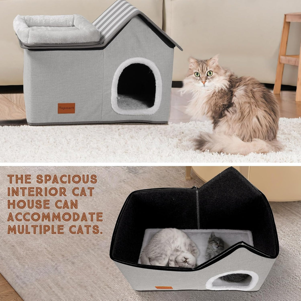 Casa para Gatos Topmart, cama y condominio 2 en 1 para gatos.