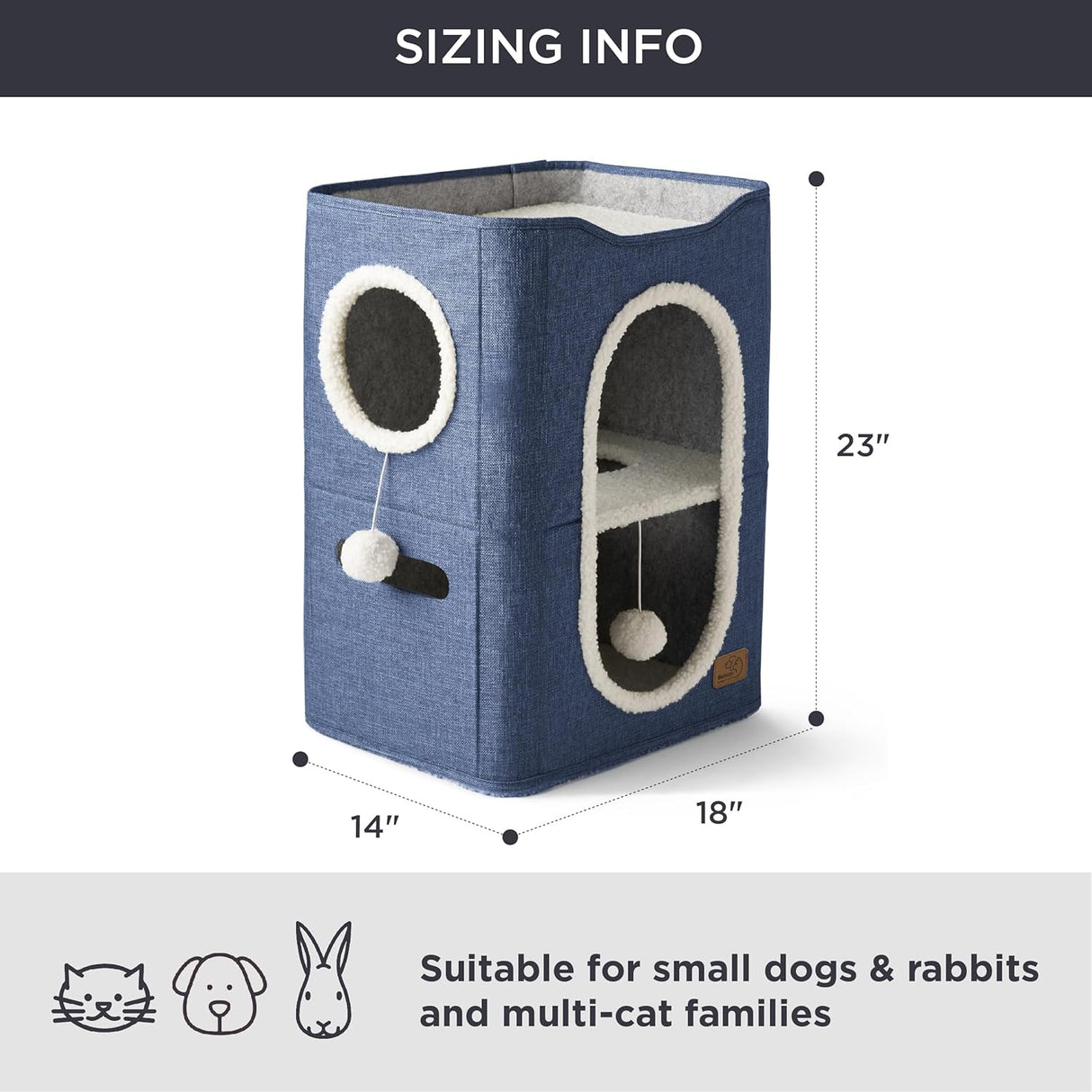 Casa para gatos Bedsure 2 niveles con rascador y escondite