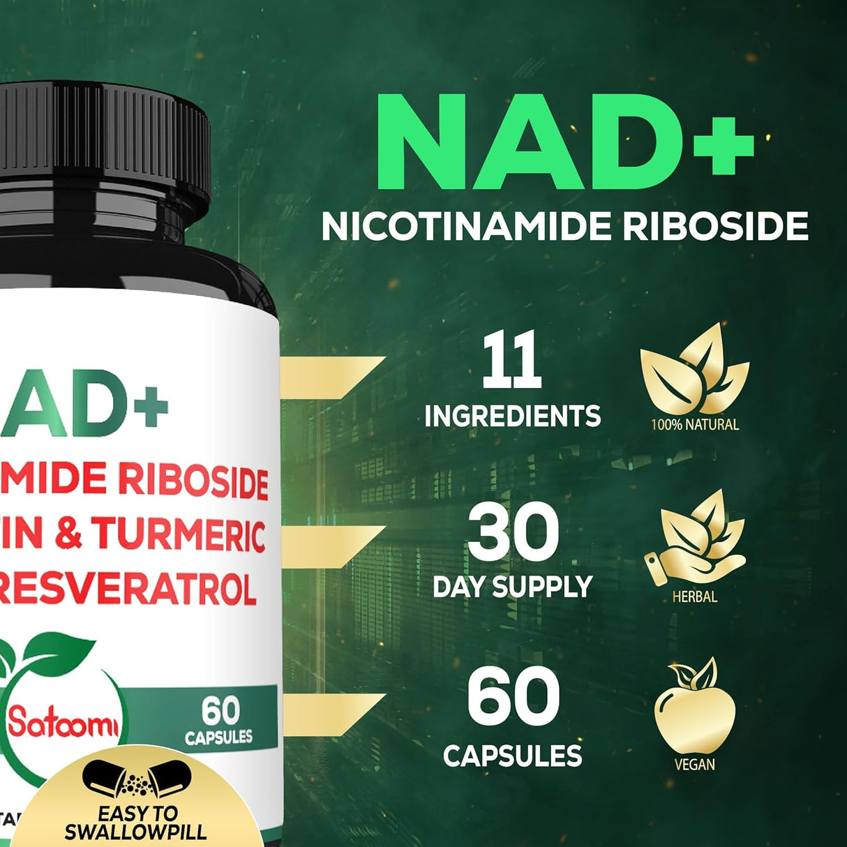 Suplemento NAD+ con Nicotinamida Ribósido 900mg - 60 cápsulas