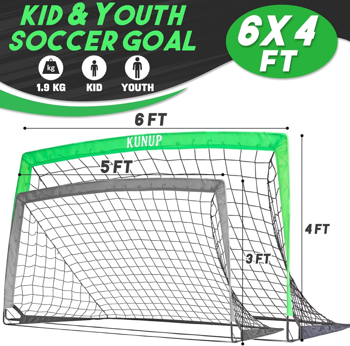 Kunup Porterías de fútbol para niños para patio trasero