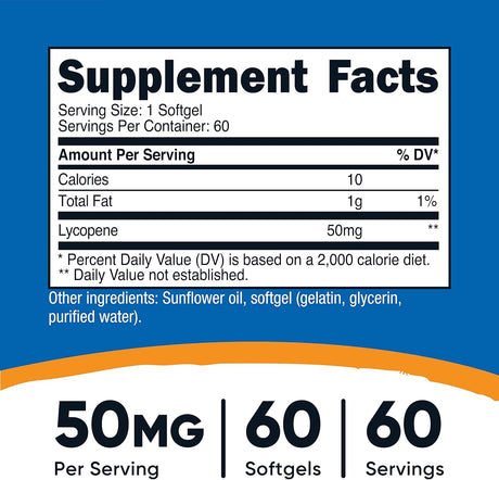 Suplemento Nutricost Licopeno 50mg cápsulas blandas 60 cáp