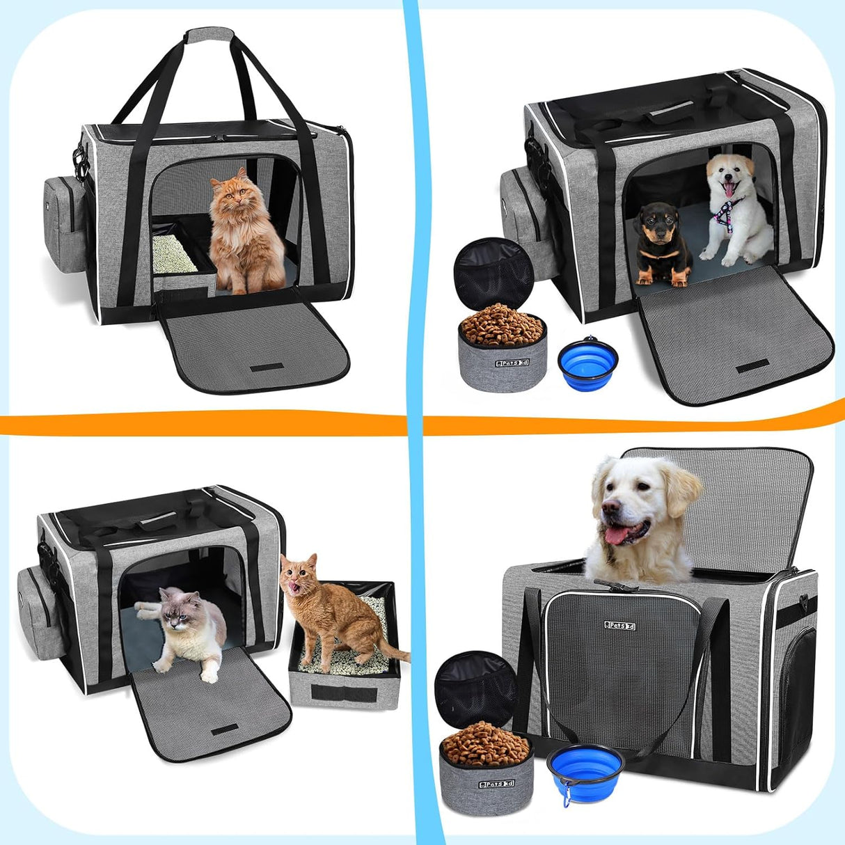 Transportín grande para mascotas Petskd, 24x17x17, 2 gatos