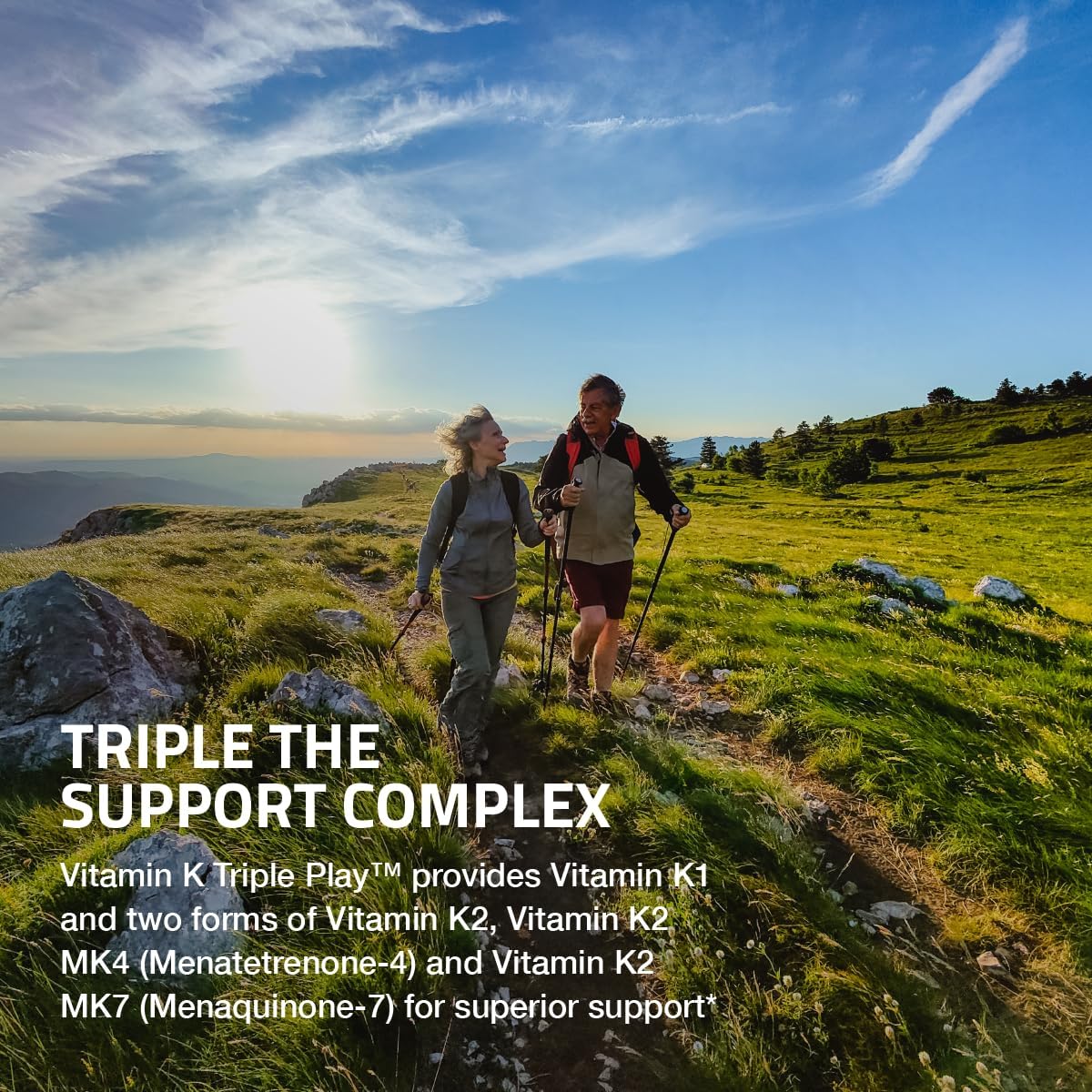 Suplemento de vitamina K2 MK7 Triple Play de Bronson