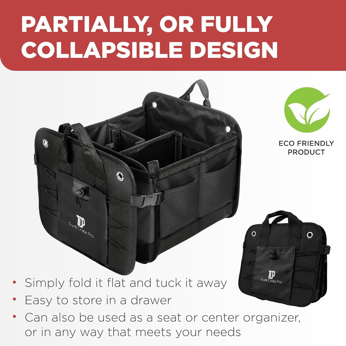 Organizador de Maletero Ajustable con Compartimentos Múltiples