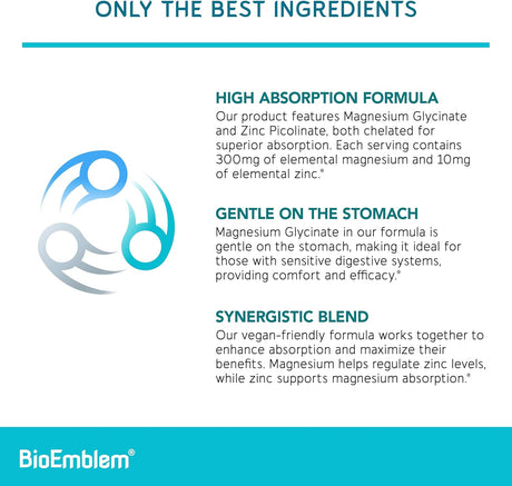 Magnesio Glicinato con Zinc BioEmblem 300mg 90 caps