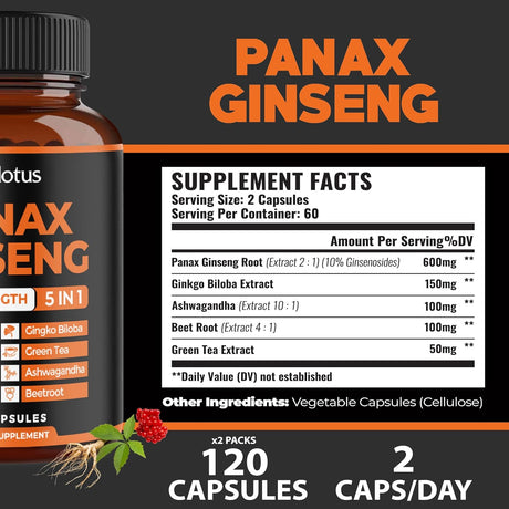 Zolotus Ginseng y Ginkgo Biloba, 240 Cápsulas, Energía y Enfoque