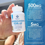 Suplemento de Ashwagandha KSM 66, NuEthix, 500mg, 60 Serv.