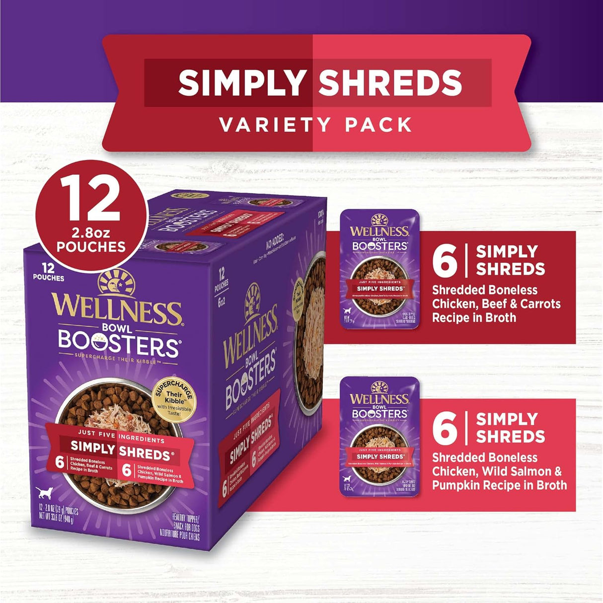 Alimento natural para mascotas Simply Shreds, alto en proteínas