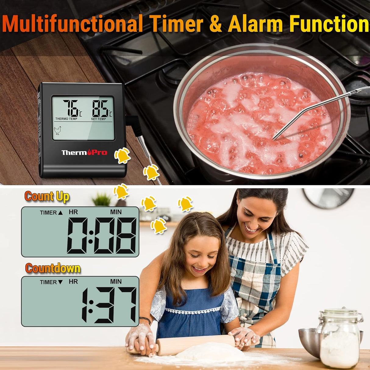 Termómetro Digital de Carne ThermoPro TP16 con Reloj y Probe