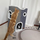 Casa de gato de 3 niveles, moderno, con rascador y cueva