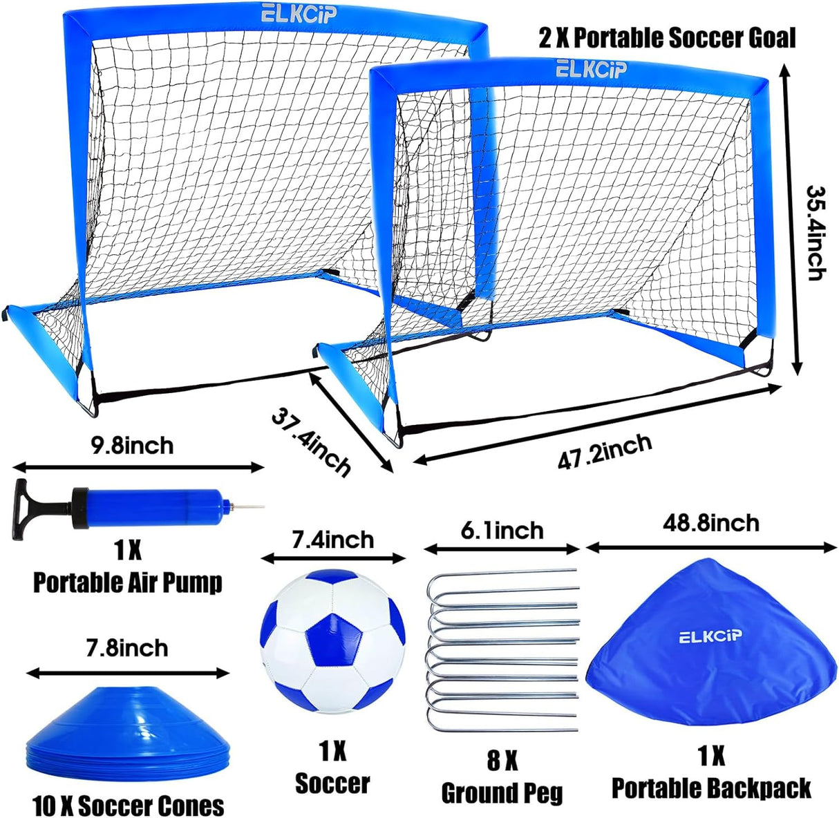 2 porterias de futbol portatiles con redes y bolso