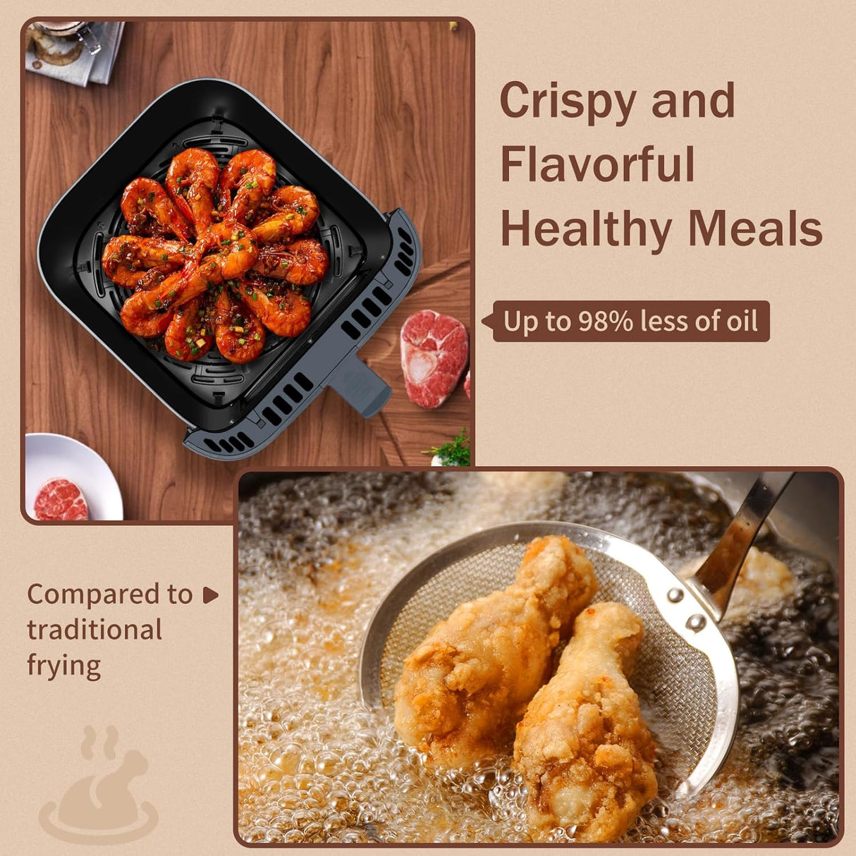 Air Fryer SEEDEEM Max XL 8 Quart 10 en 1 con Pantalla Táctil