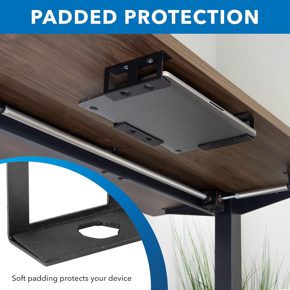 Soporte para computadora portátil debajo del escritorio