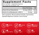 Suplemento de Vitamina D3 K2 FORCE FACTOR, 120 Cápsulas
