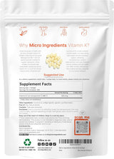 Micro Ingredients K2 MK-7 Suplemento, 200 mcg, 300 cápsulas