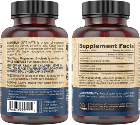 Deva Magnesio Glycinato Vegano 300mg con Minerales 90 tab
