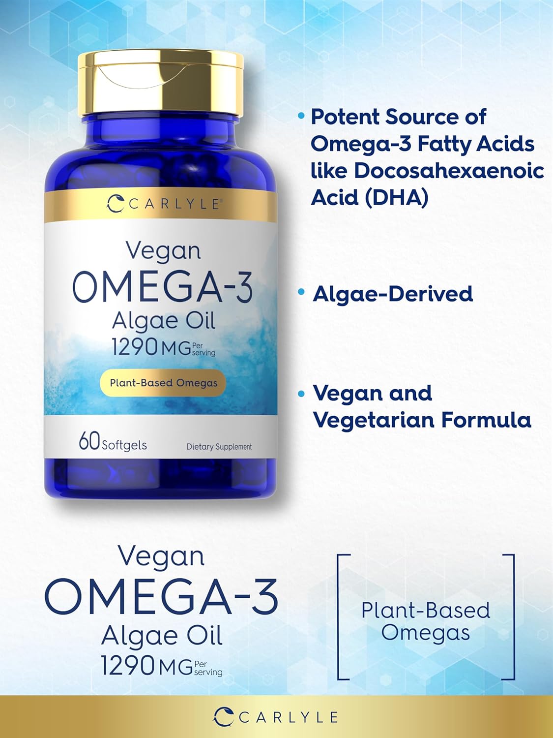 Carlyle Omega 3 Vegano 1290mg 60 Cápsulas