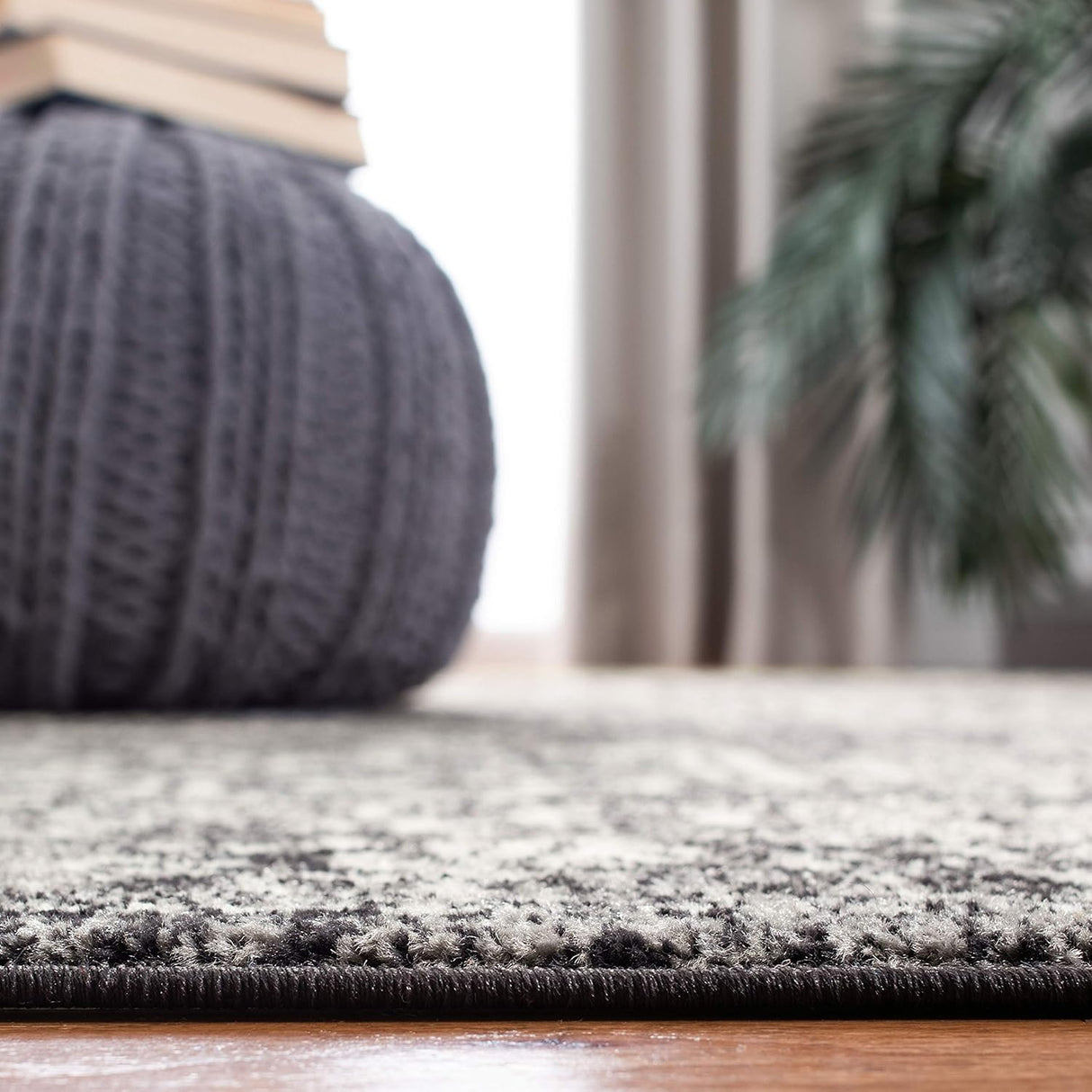 Alfombra de área - Diseño oriental desgastado, fácil cuidado, EVK256R
