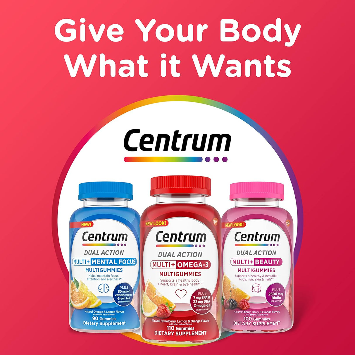 Suplemento Centrum MultiGummies Multi+ Omega 3  para adultos