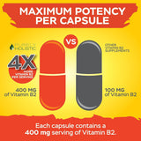 Vitamin B2 Holístico Purely, 400mg, 240 cápsulas veganas