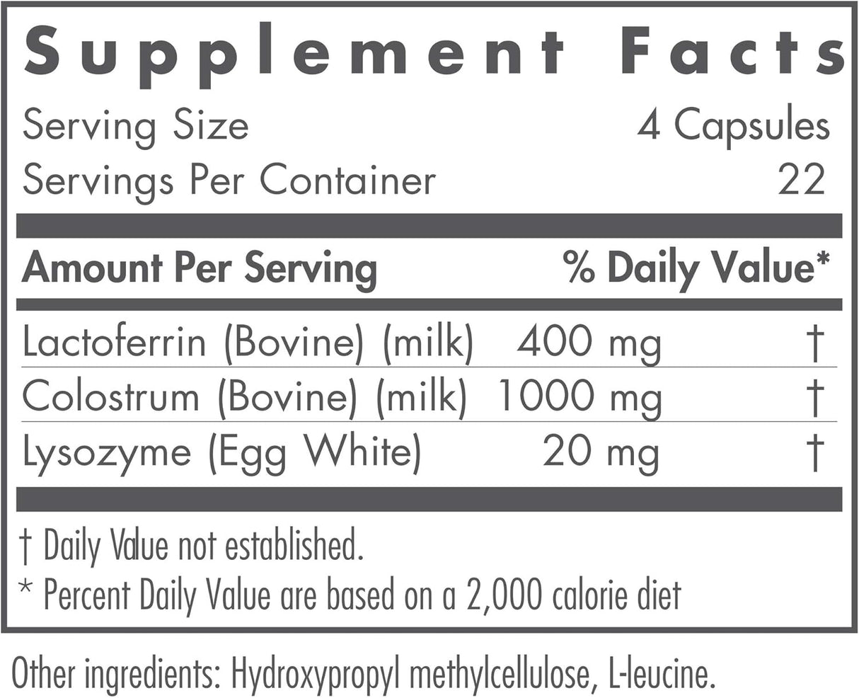 Suplemento de Lactoferrina Nutricology con Colostro - 90 cáps.