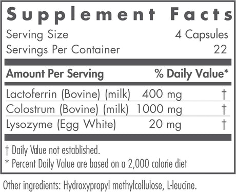 Suplemento de Lactoferrina Nutricology con Colostro - 90 cáps.