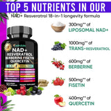 Suplemento NAD 300mg y Resveratrol 1000mg, Fórmula Orgánica