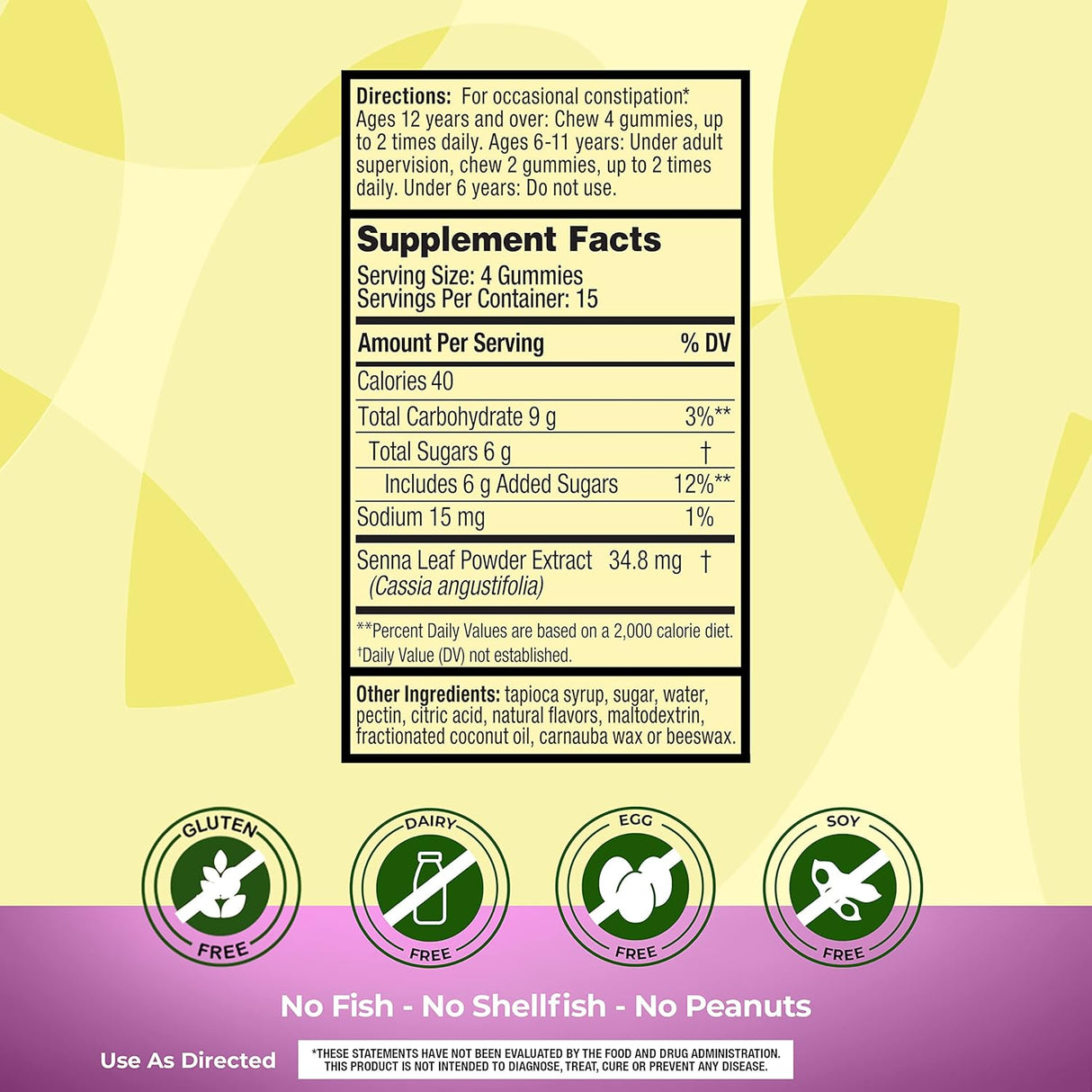 Suplementos laxantes de suplemento dietético Senokot