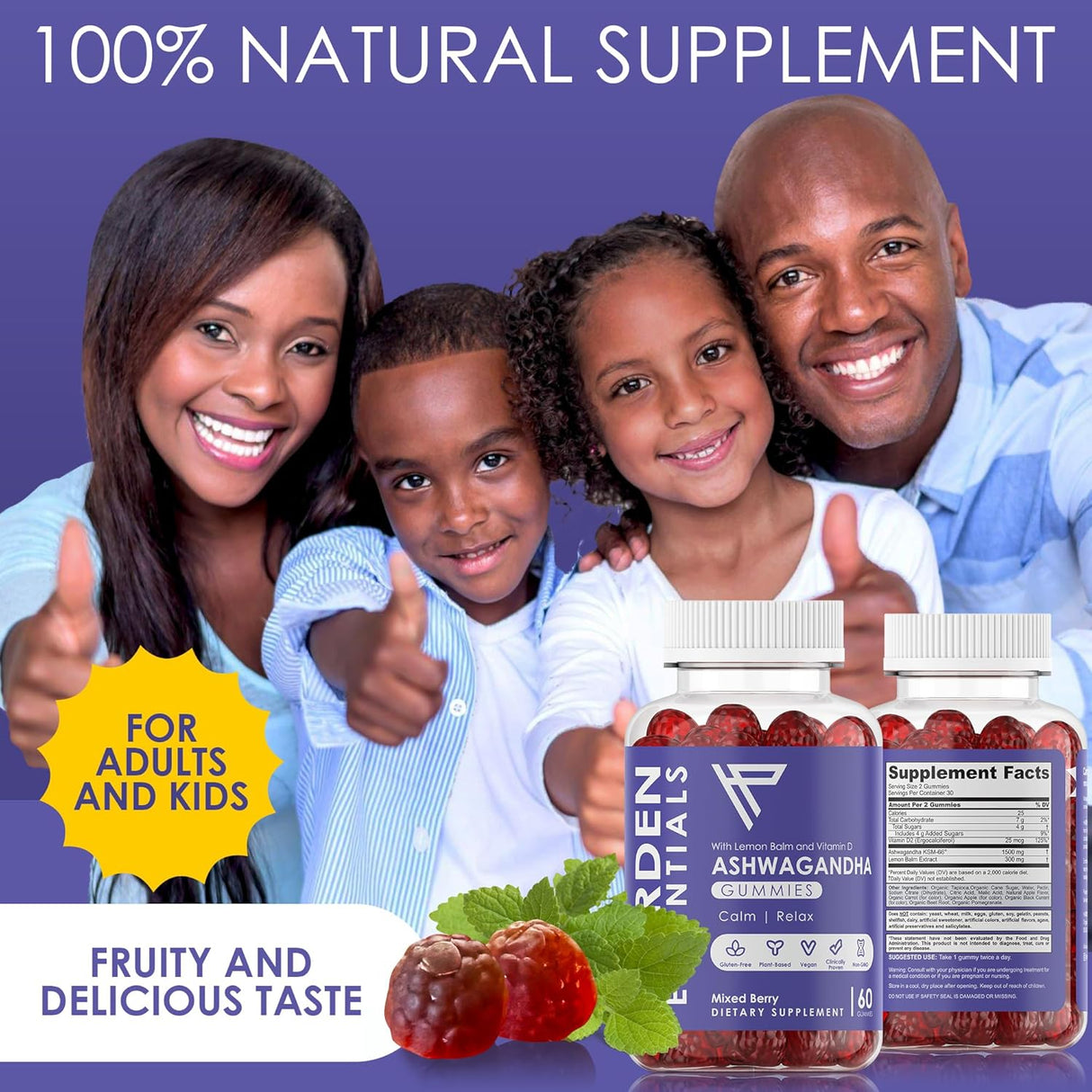 Gomitas KSM-66 Ashwagandha - Vegan, Sin Gluten, 750mg (60)